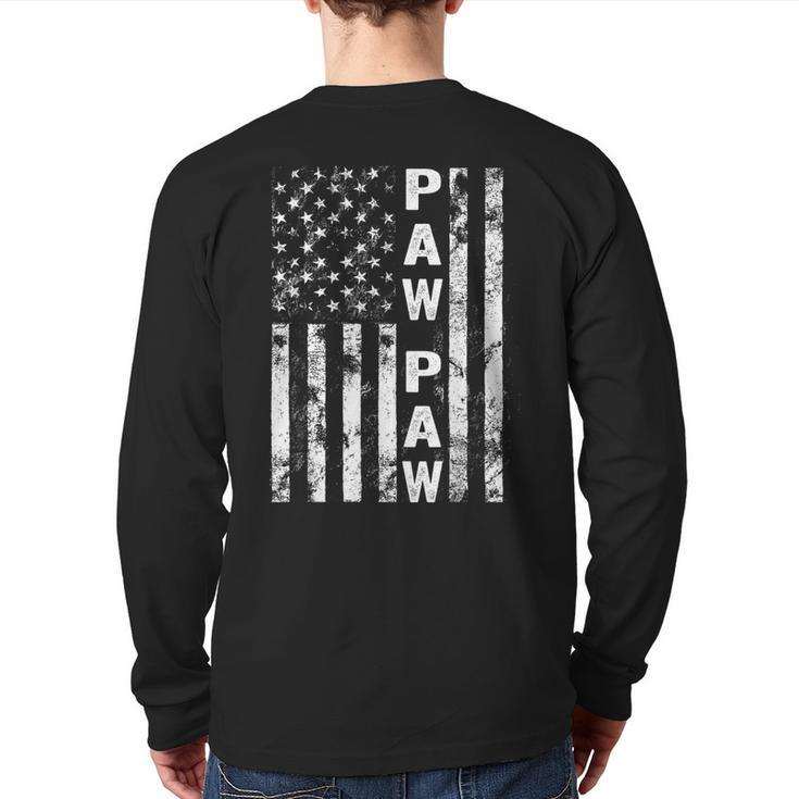 Fathers Day Paw Paw America Flag For Men Back Print Long Sleeve T-shirt