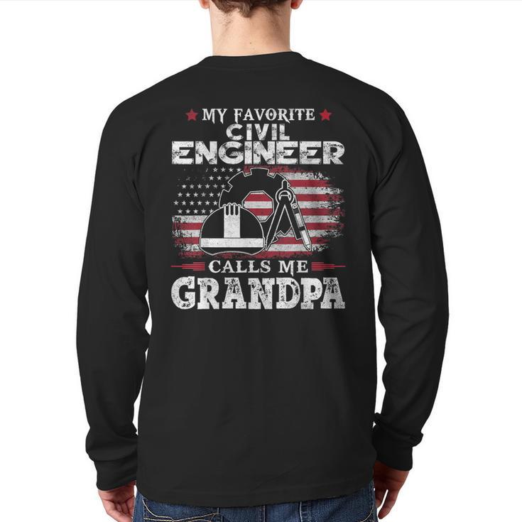 My Favorite Civil Engineer Calls Me Grandpa Usa Flag Father Back Print Long Sleeve T-shirt