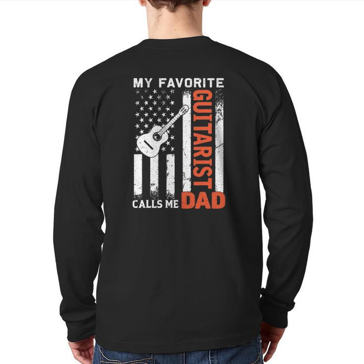 My Favorite Guitarist Calls Me Dad Usa Flag Father's Day Back Print Long Sleeve T-shirt