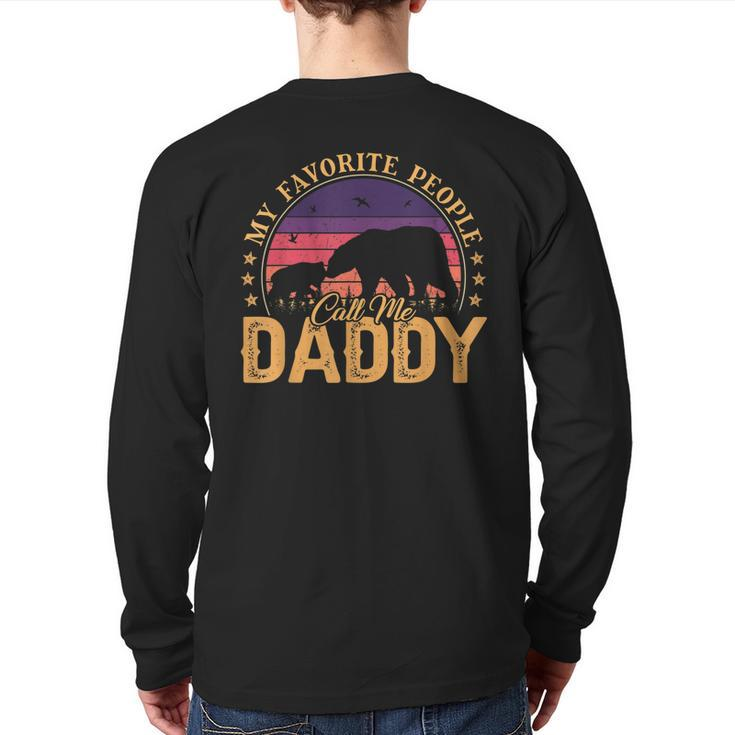 My Favorite People Call Me Daddy Men Retro Bear Dad Papa Back Print Long Sleeve T-shirt