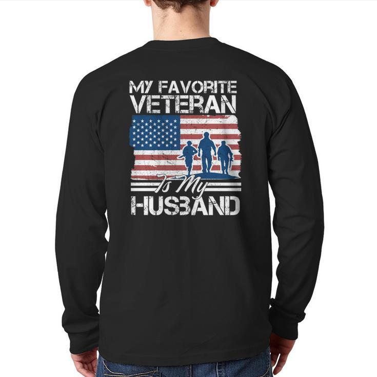 My Favorite Veteran Is My Husband Back Print Long Sleeve T-shirt