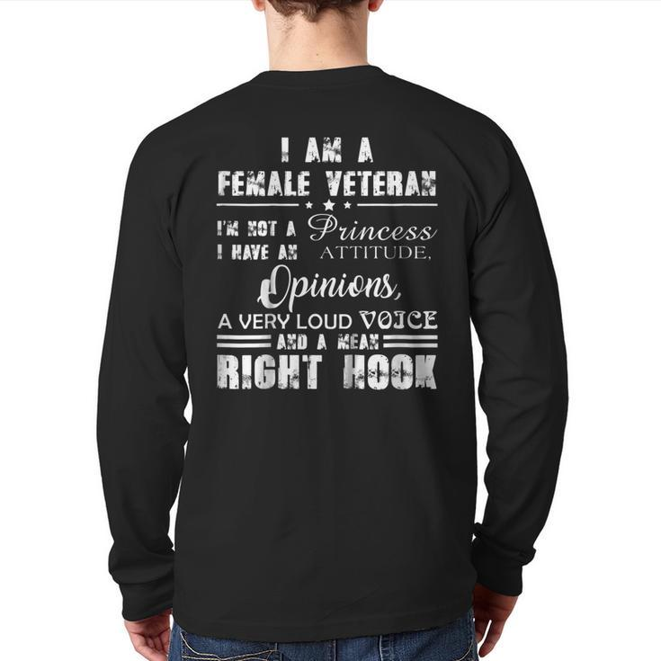 I Am A Female Veteran I'm Not A Princess Tshirt Veteran Day Back Print Long Sleeve T-shirt