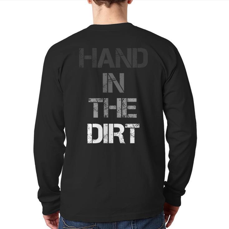 Football Lineman For Gloves Hand In The Dirt Back Print Long Sleeve T-shirt