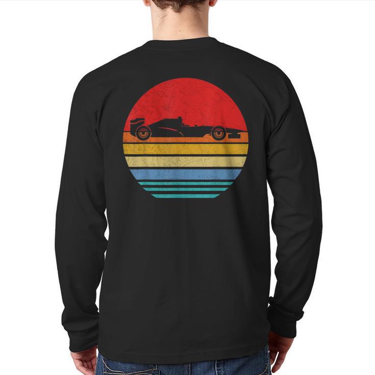 Formula Racing Retro Vintage Sunset Silhouette Car Speed 70S Back Print Long Sleeve T-shirt