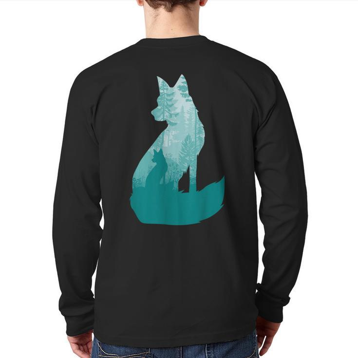 Fox Silhouette In The Forest Animal Hunter Hunting Back Print Long Sleeve T-shirt