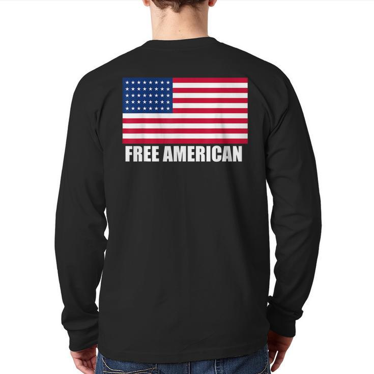 Free American Usa Flag Support America Military Veteran Back Print Long Sleeve T-shirt
