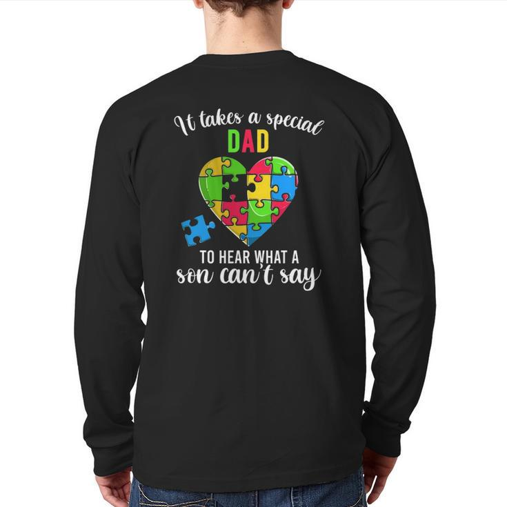 Fun Heart Puzzle S Dad Autism Awareness Family Support Back Print Long Sleeve T-shirt