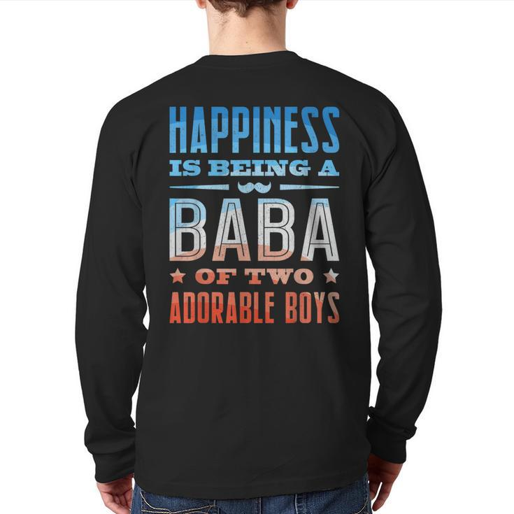 Arabic Dad Baba Of Two Boys Arab Best Baba Ever Retro Back Print Long Sleeve T-shirt