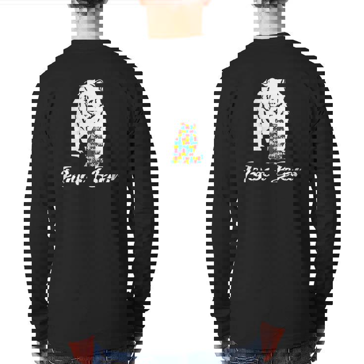 Autism Family Papa Bear Autism Awareness Back Print Long Sleeve T-shirt