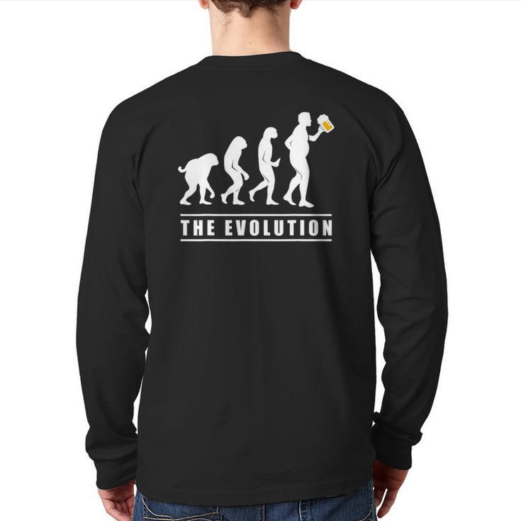 Beer The Human Evolution Tee For Dad Back Print Long Sleeve T-shirt