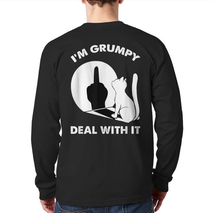 Cat Cat Shadow I'm Grumpy Deal With It Back Print Long Sleeve T-shirt
