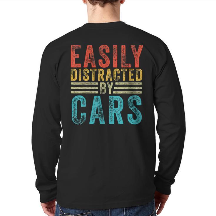 Easily Distracted By Cars Auto Mechanic Racing Car Back Print Long Sleeve T-shirt