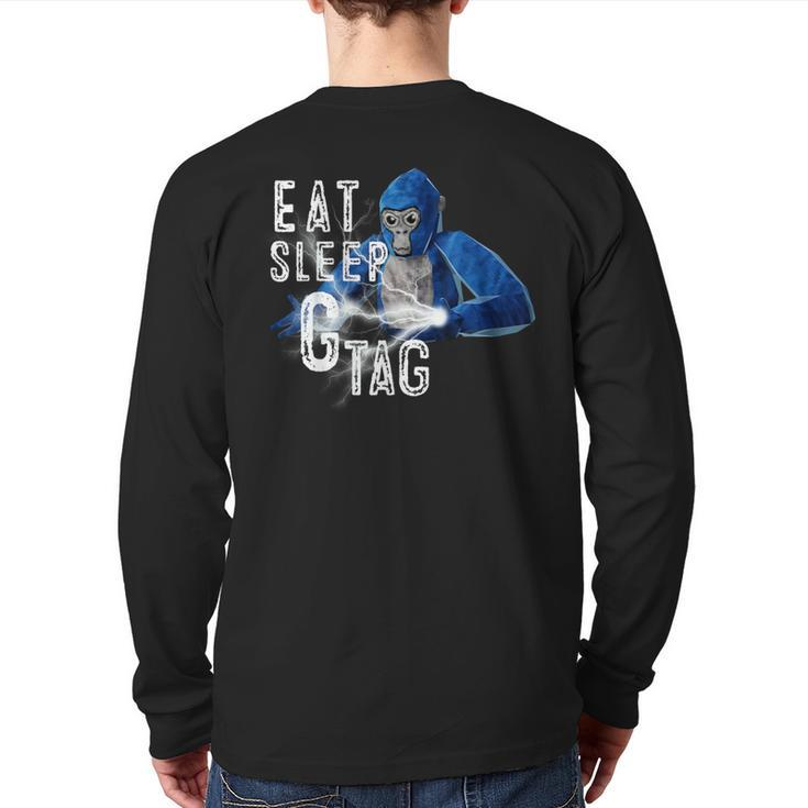 Eat Sleep Gorilla Decorations Monke Tag Vr Game Back Print Long Sleeve T-shirt