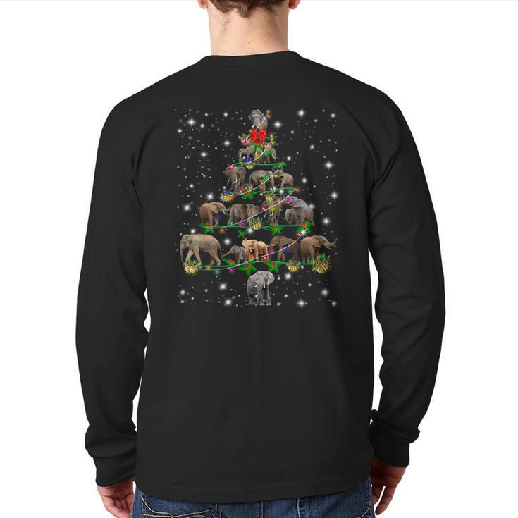 Elephants Christmas Tree Ornament Decor Back Print Long Sleeve T-shirt