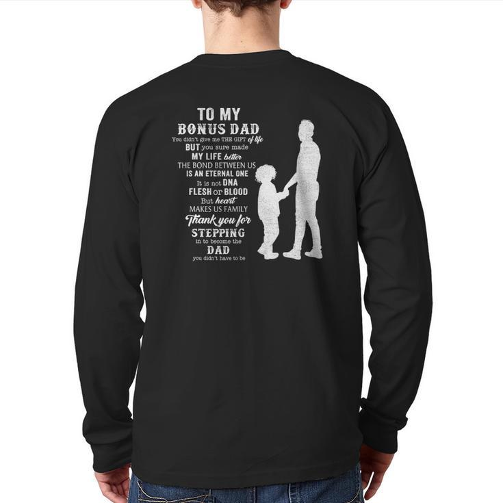 Father's Day Bonus Dad From Daughter Son Wife Back Print Long Sleeve T-shirt