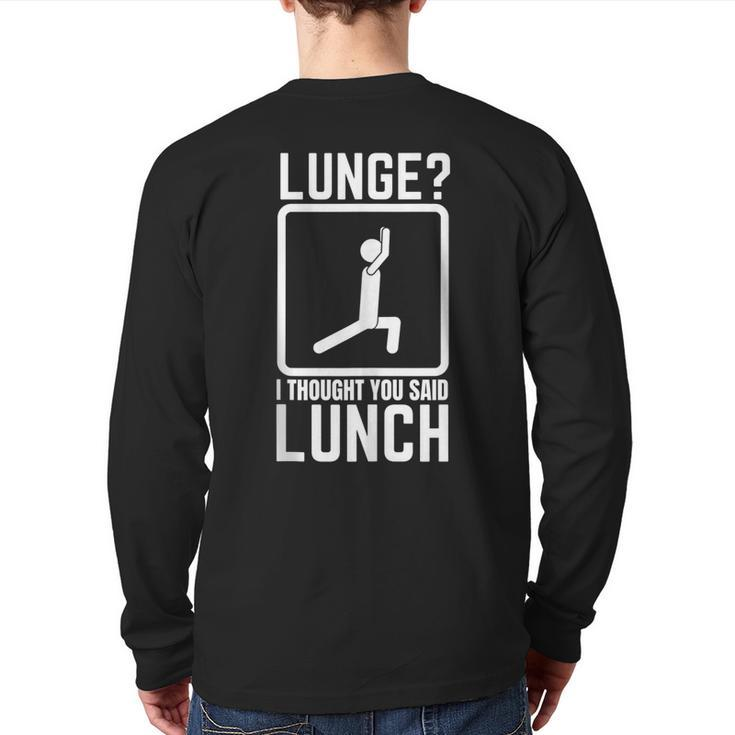 Gym Workout Top Lunge Lunch Stick Figure Back Print Long Sleeve T-shirt