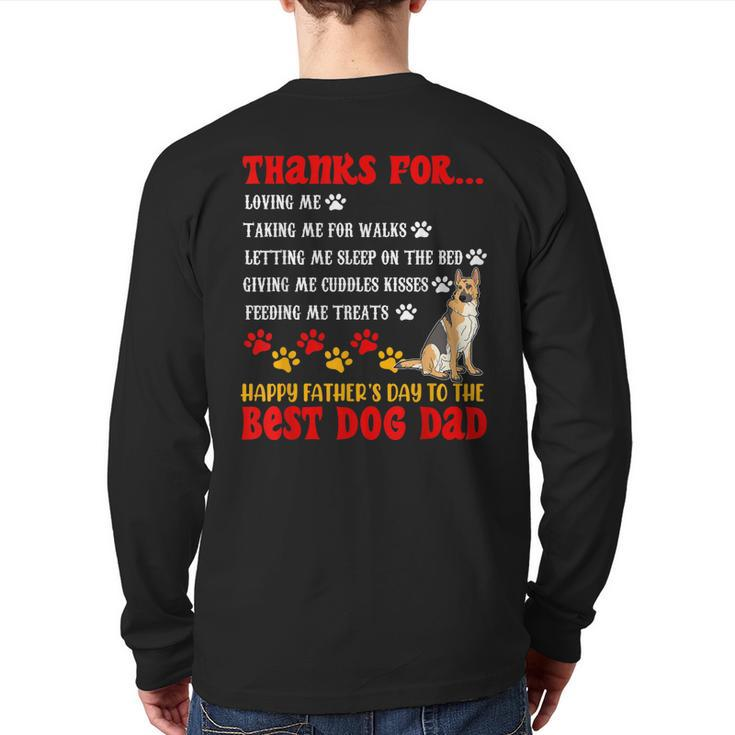 Happy Father's Day Best Dog Dad German Shepherd Dog Back Print Long Sleeve T-shirt
