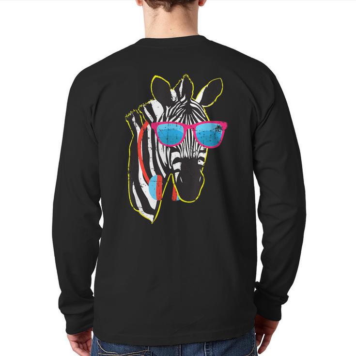 Hip Zebra Wearing Red Sunglasses Back Print Long Sleeve T-shirt