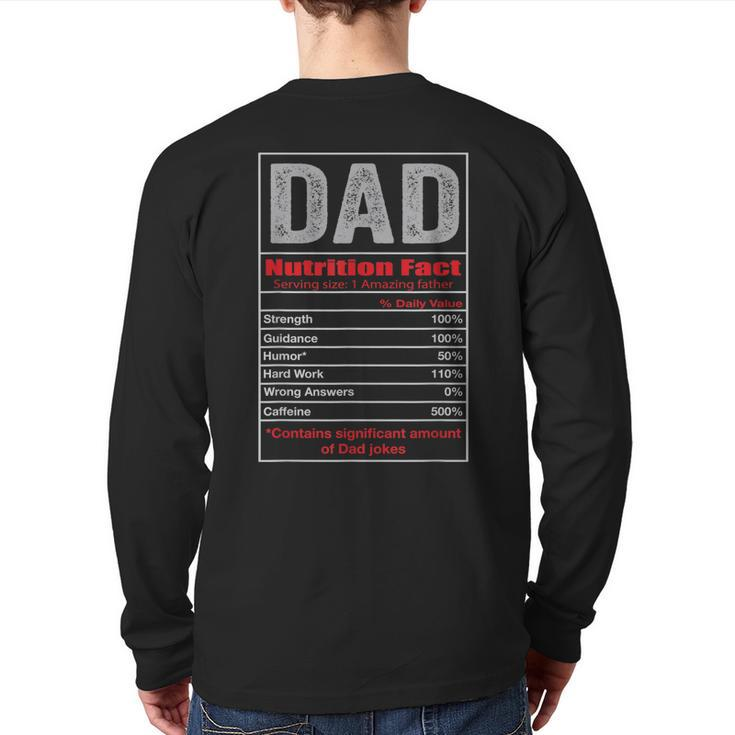 Men's For Dad Dad Nutrition Facts Back Print Long Sleeve T-shirt