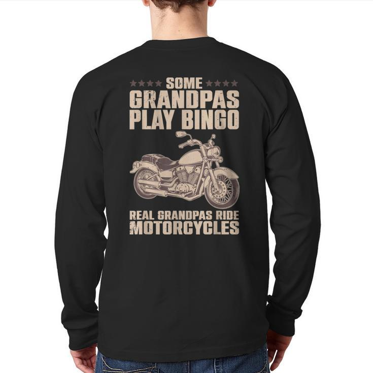 Motorcycle For Grandpa Dad Motorcycle Lovers Riders Back Print Long Sleeve T-shirt