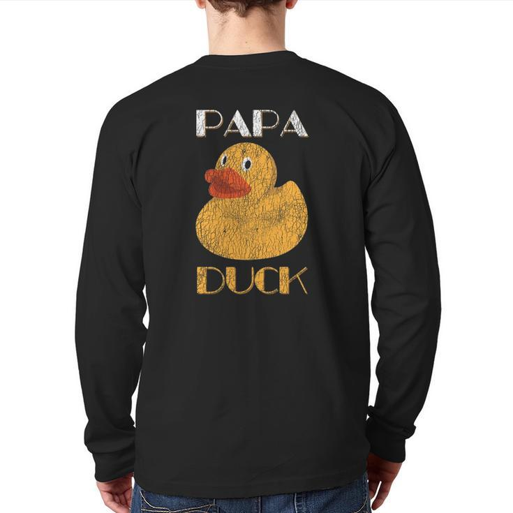 Papa Duck Farm Animal Distressed Father's Day Back Print Long Sleeve T-shirt