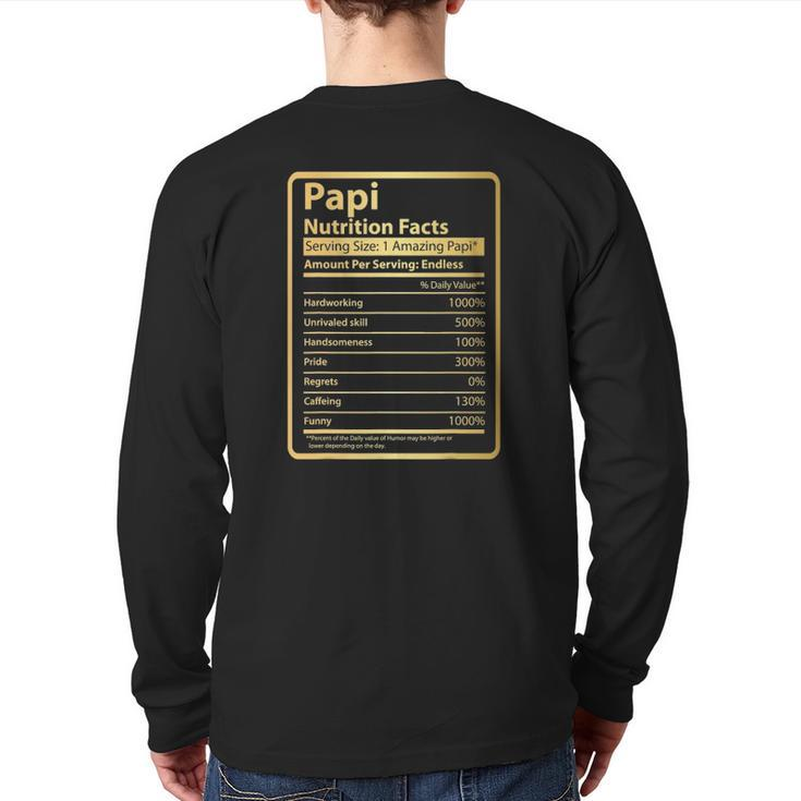 Papi Nutrition Facts Father's Day Papi Back Print Long Sleeve T-shirt