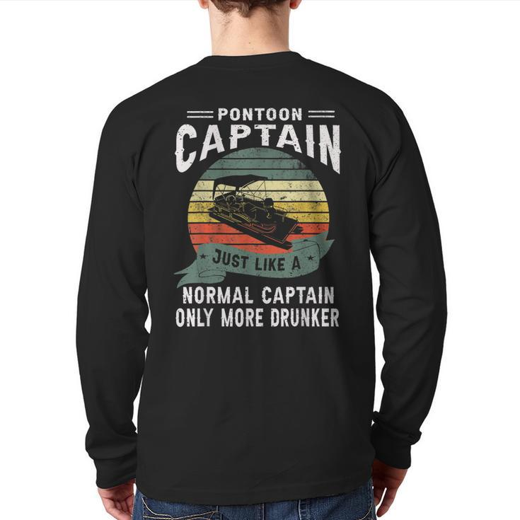Pontoon Captain Boat Lake Boating For Dad Back Print Long Sleeve T-shirt