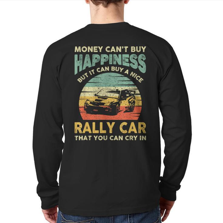 Rally Car Joke Saying Retro Vintage Dirt Track Racing Back Print Long Sleeve T-shirt