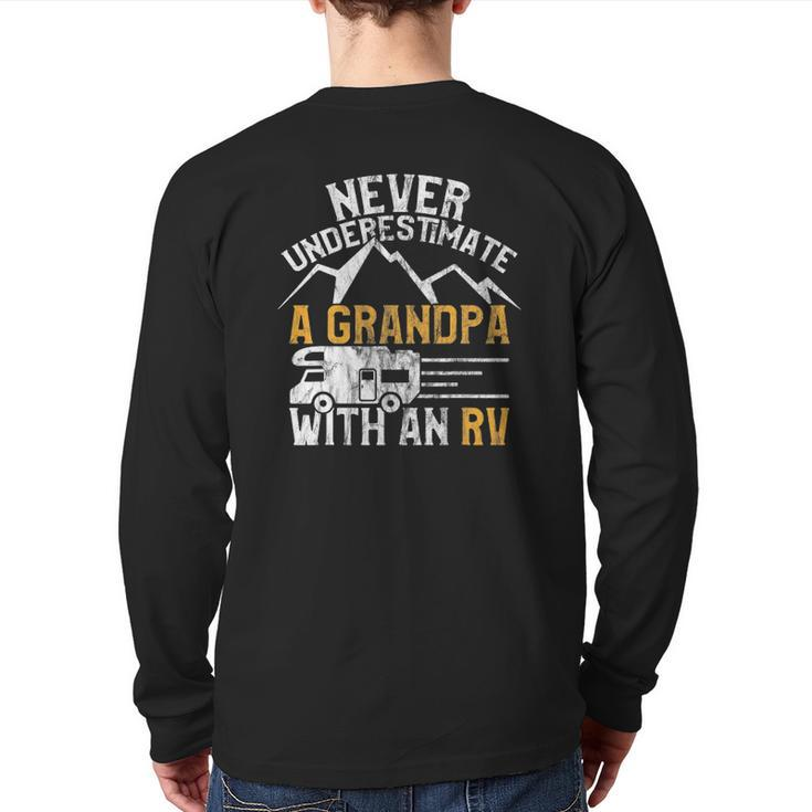 Rv Stuff Apparel Never Underestimate Grandpa Tee Back Print Long Sleeve T-shirt
