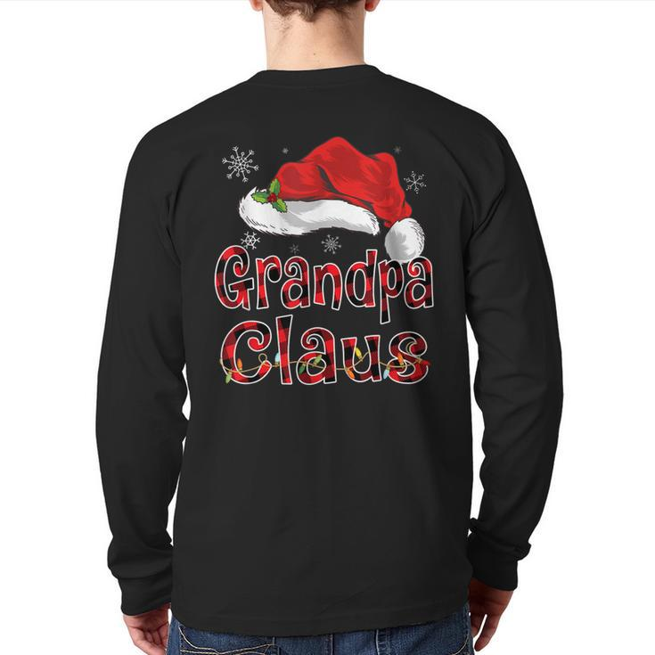 Santa Grandpa Claus Red Plaid Christmas Family Back Print Long Sleeve T-shirt