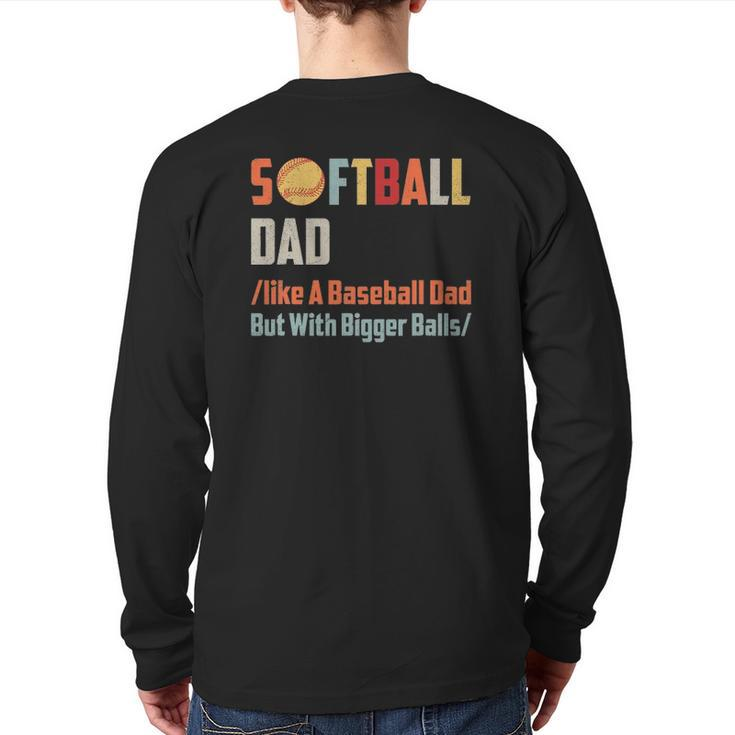 Softball Baseball Dad Back Print Long Sleeve T-shirt