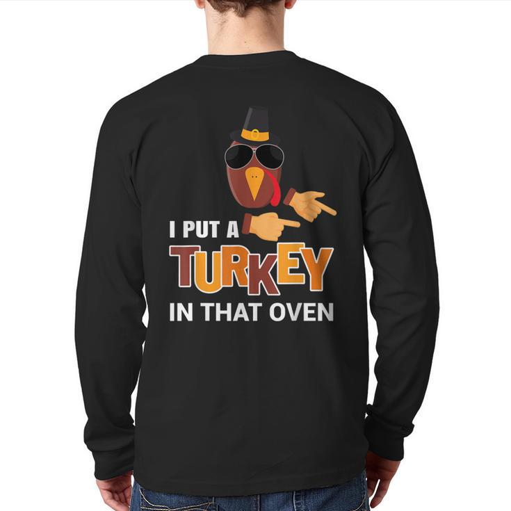 Thanksgiving Pregnancy Announcement For Dad 2020  Back Print Long Sleeve T-shirt