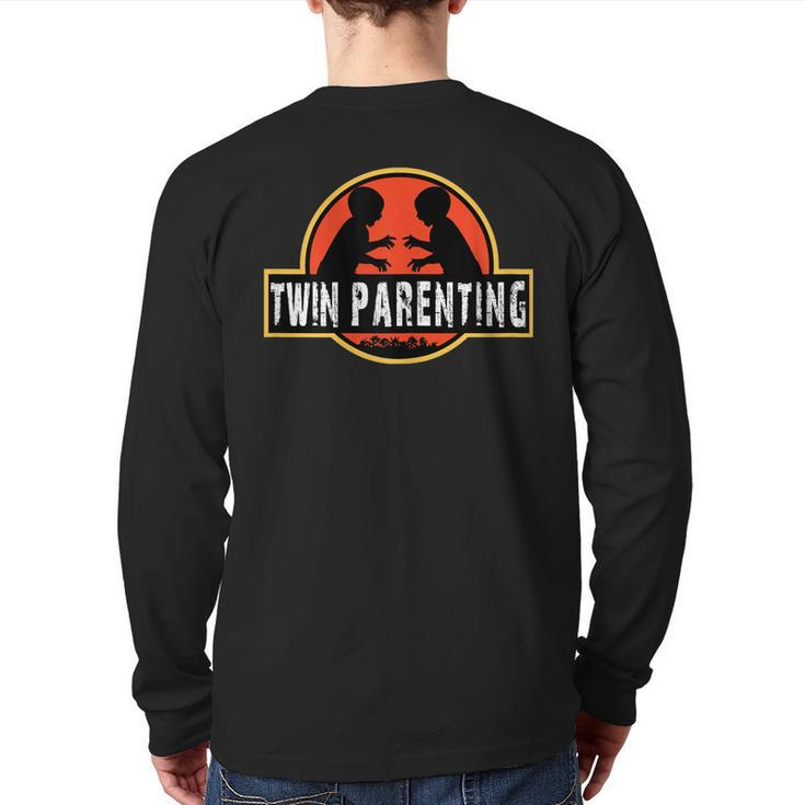 Twin Dad Fathers Day Parenting T Shirt For Men Back Print Long Sleeve T-shirt