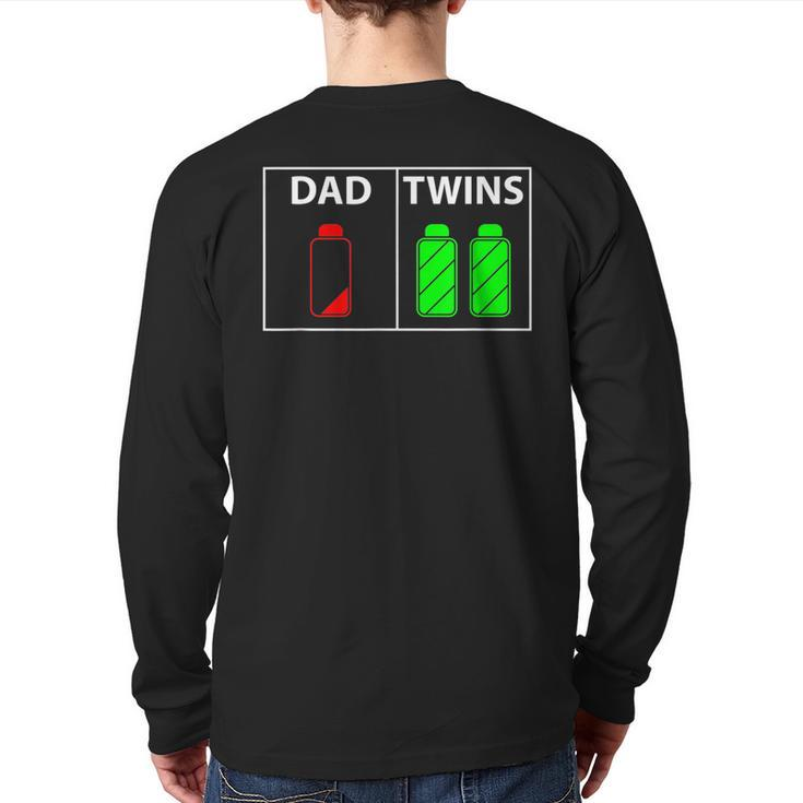 Twin Dad Low Battery Power Twins Father's Day  Back Print Long Sleeve T-shirt