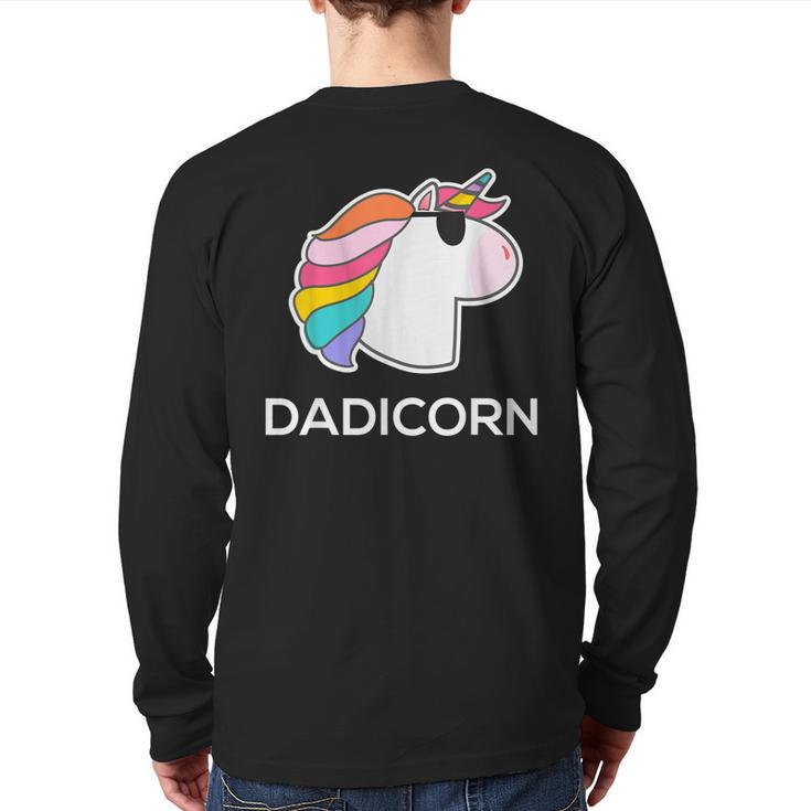 Unicorn Dad Father  Dadicorn Back Print Long Sleeve T-shirt