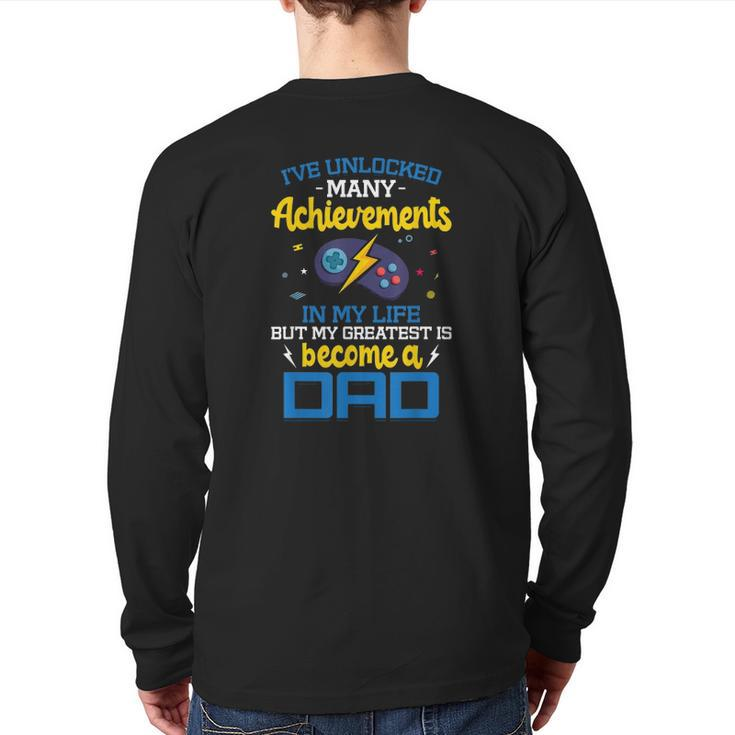 Gaming Dad Father Kid Gamer Daddy Back Print Long Sleeve T-shirt