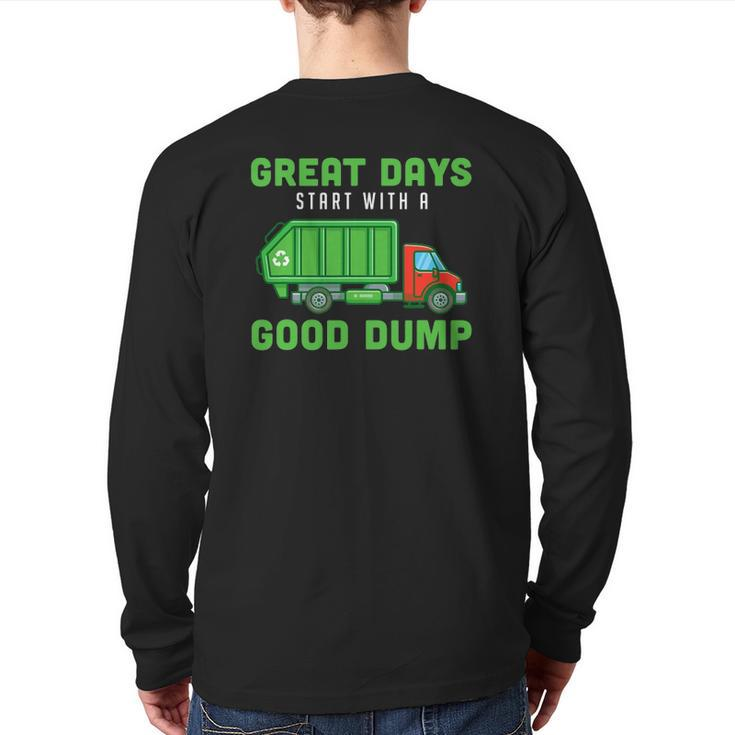Garbage Truck Recycling Trash Recycle Garbageman Waste Bin Back Print Long Sleeve T-shirt