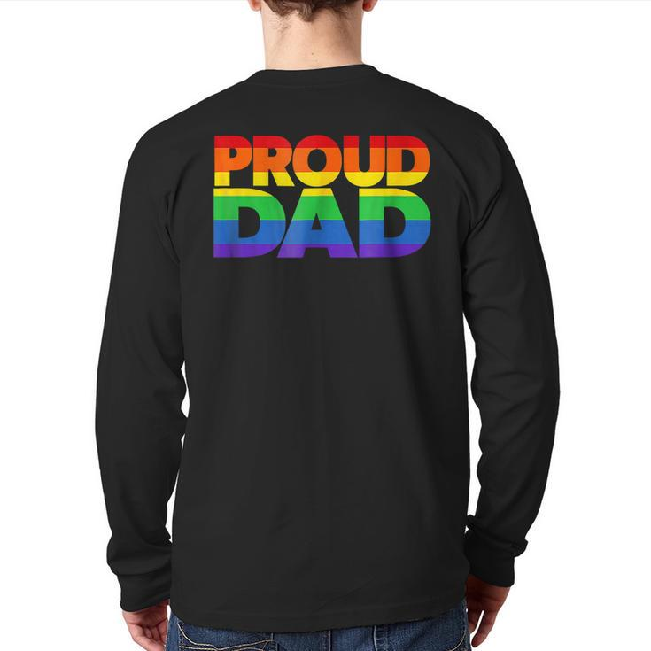 Gay Pride Proud Dad Lgbt Parent Father's Day Back Print Long Sleeve T-shirt
