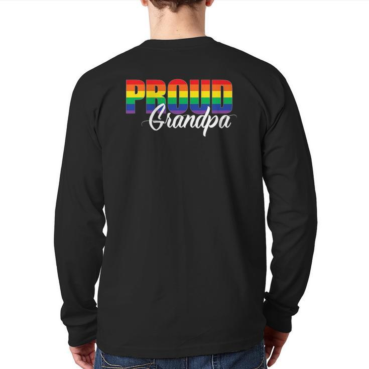Gay Pride Proud Grandpa Lgbt Ally For Family Rainbow Back Print Long Sleeve T-shirt
