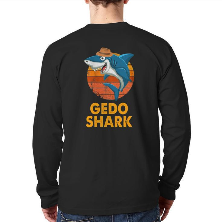 Gedo Shark Vintage Papa Grandpa Father's Day Back Print Long Sleeve T-shirt