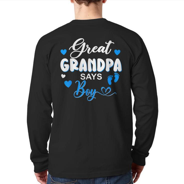 Gender Reveal Great Grandpa Says Boy Matching Family Baby Back Print Long Sleeve T-shirt