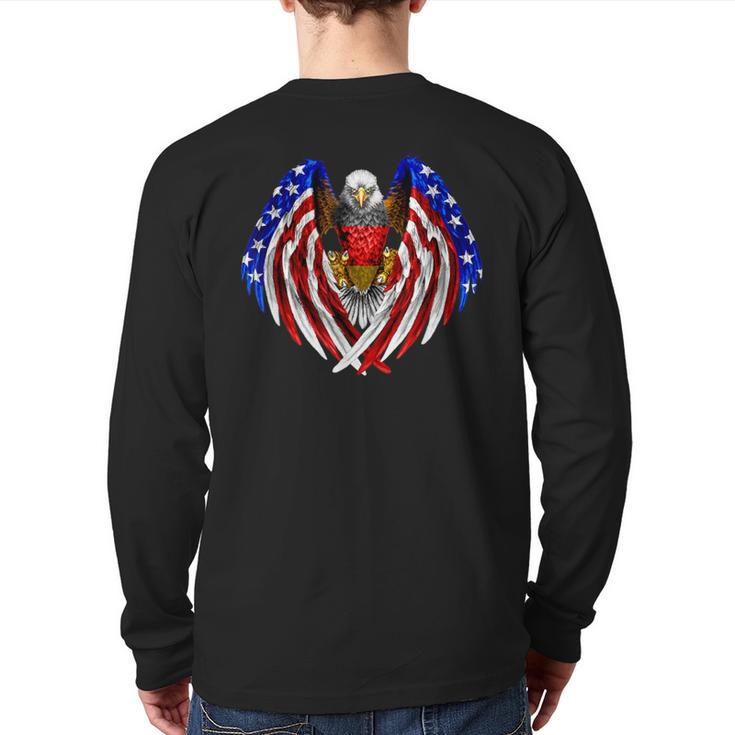 German American Germany Usa Flag Eagle Back Print Long Sleeve T-shirt