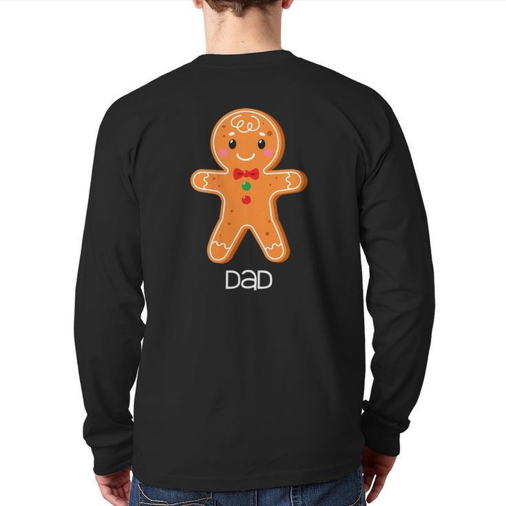 Gingerbread Dad Christmas Matching Pajamas For Family Xmas Back Print Long Sleeve T-shirt