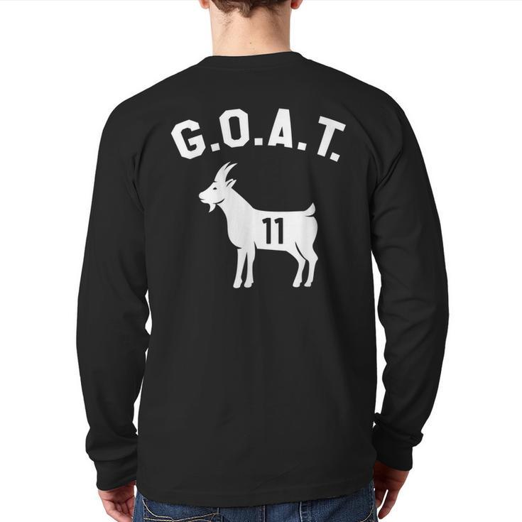 Goat Number 11 Greatest Of All Time Dad Joke Back Print Long Sleeve T-shirt