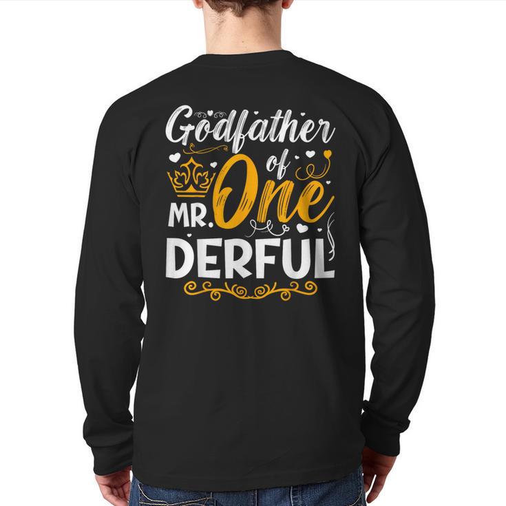 Godfather Of Mr One Derful Party Family 1St Birthday Back Print Long Sleeve T-shirt