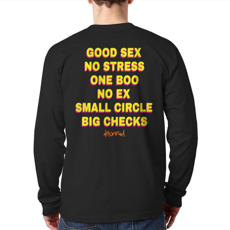 Good Sex No Stresses Ones Boo No Ex Small Circle Big Checks Back Print Long Sleeve T-shirt