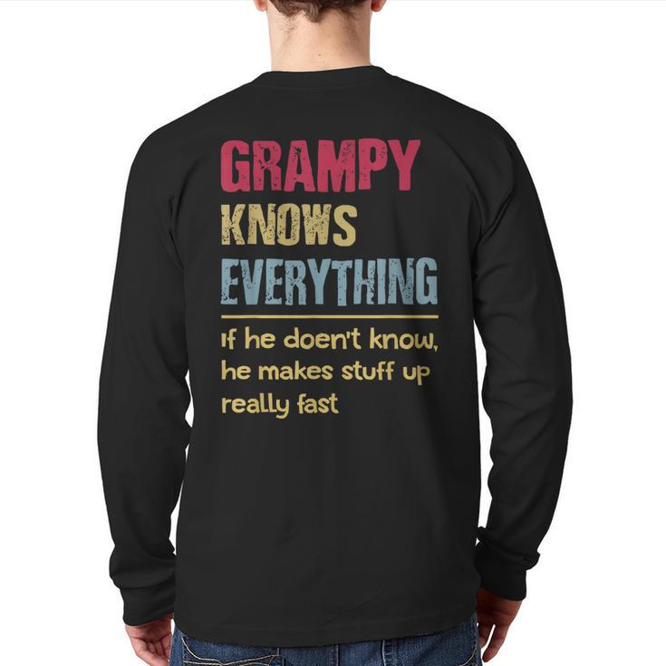Grampy Know Everything Grandpa  Back Print Long Sleeve T-shirt