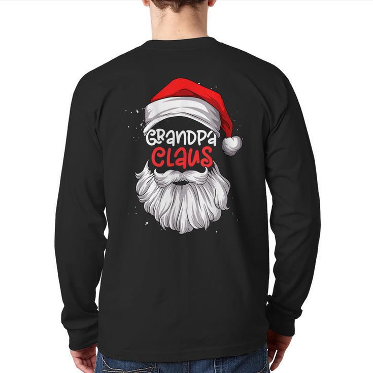 Grandpa Claus Hat Santa Beard Matching Family Pajama Back Print Long Sleeve T-shirt