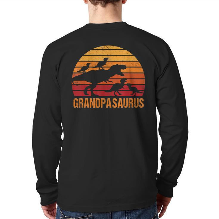Grandpa Dinosaur Grandpasaurus 4 Four Kids  Back Print Long Sleeve T-shirt