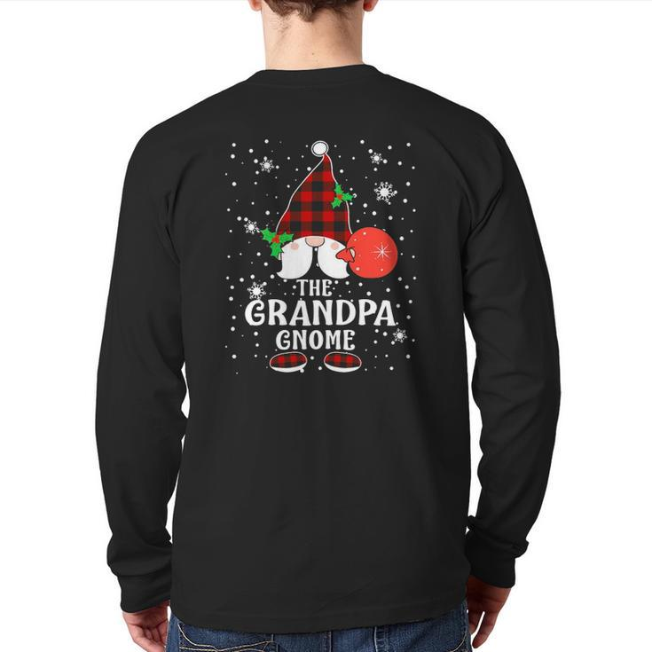 Grandpa Gnome Buffalo Plaid Matching Family Christmas Pajama Back Print Long Sleeve T-shirt